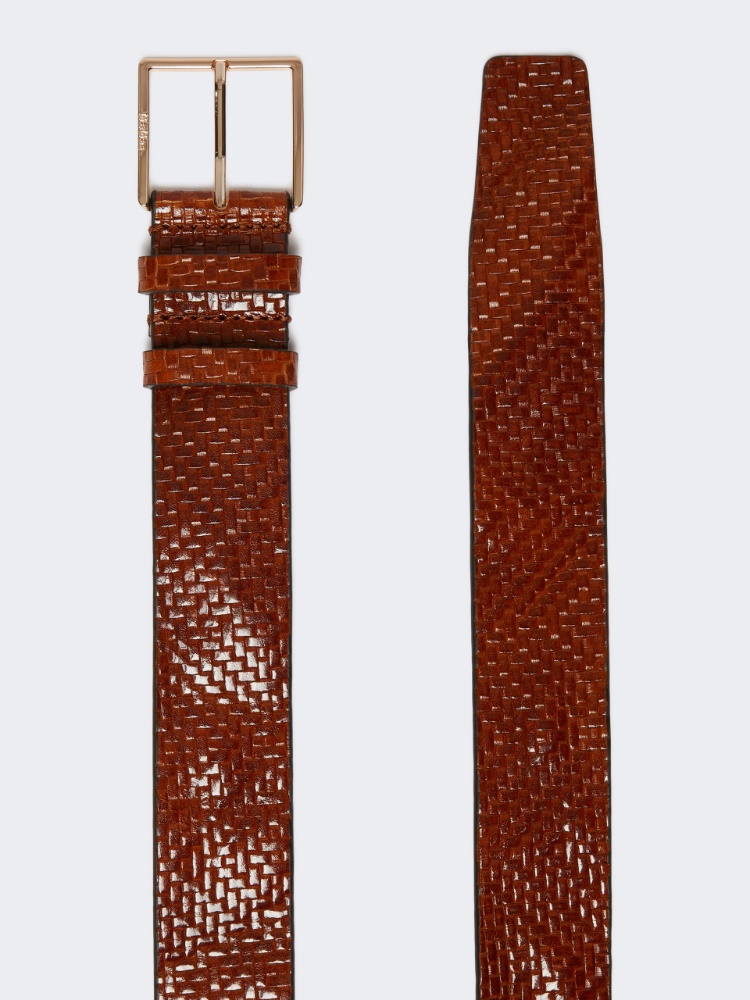 Braided leather belt - 褐色 - Marina Rinaldi - 2