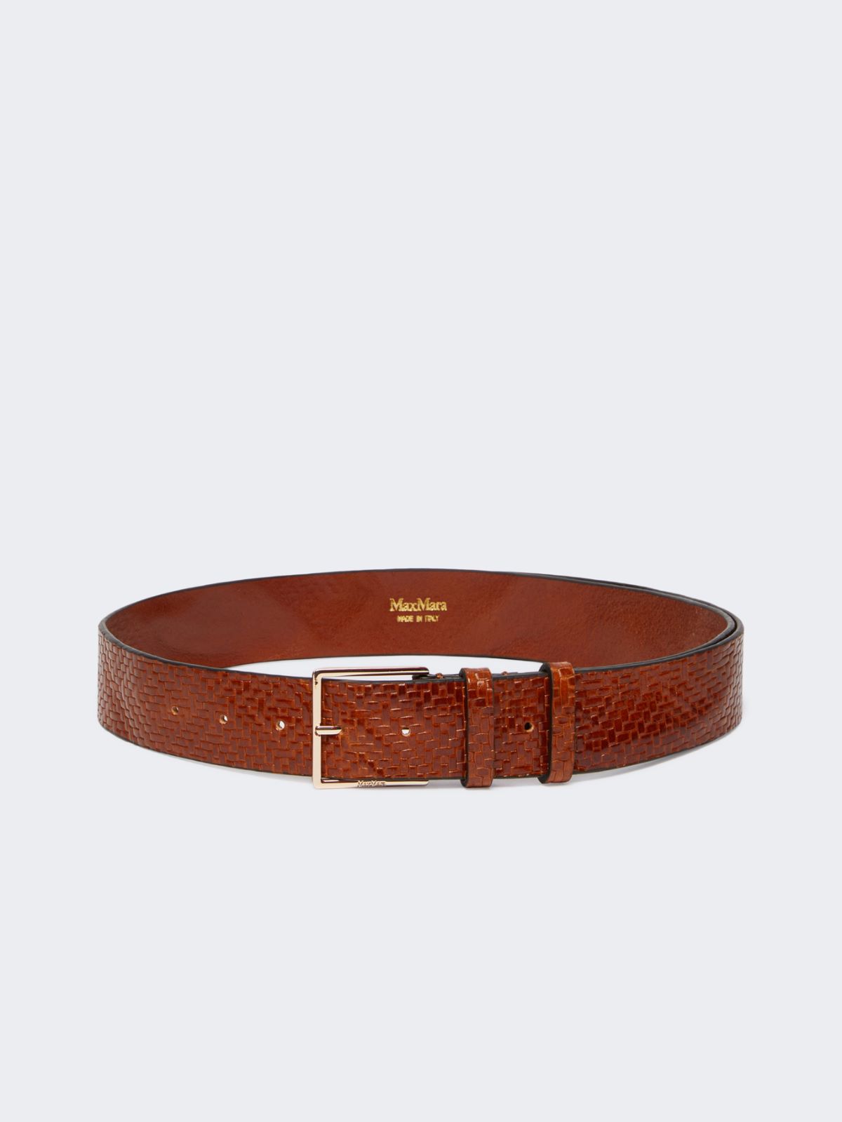 Braided leather belt - 褐色 - Marina Rinaldi