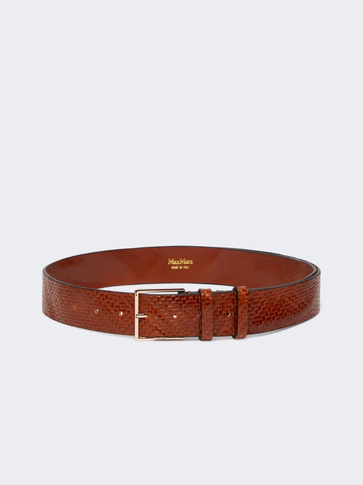 Braided leather belt - 褐色 - Marina Rinaldi - 2