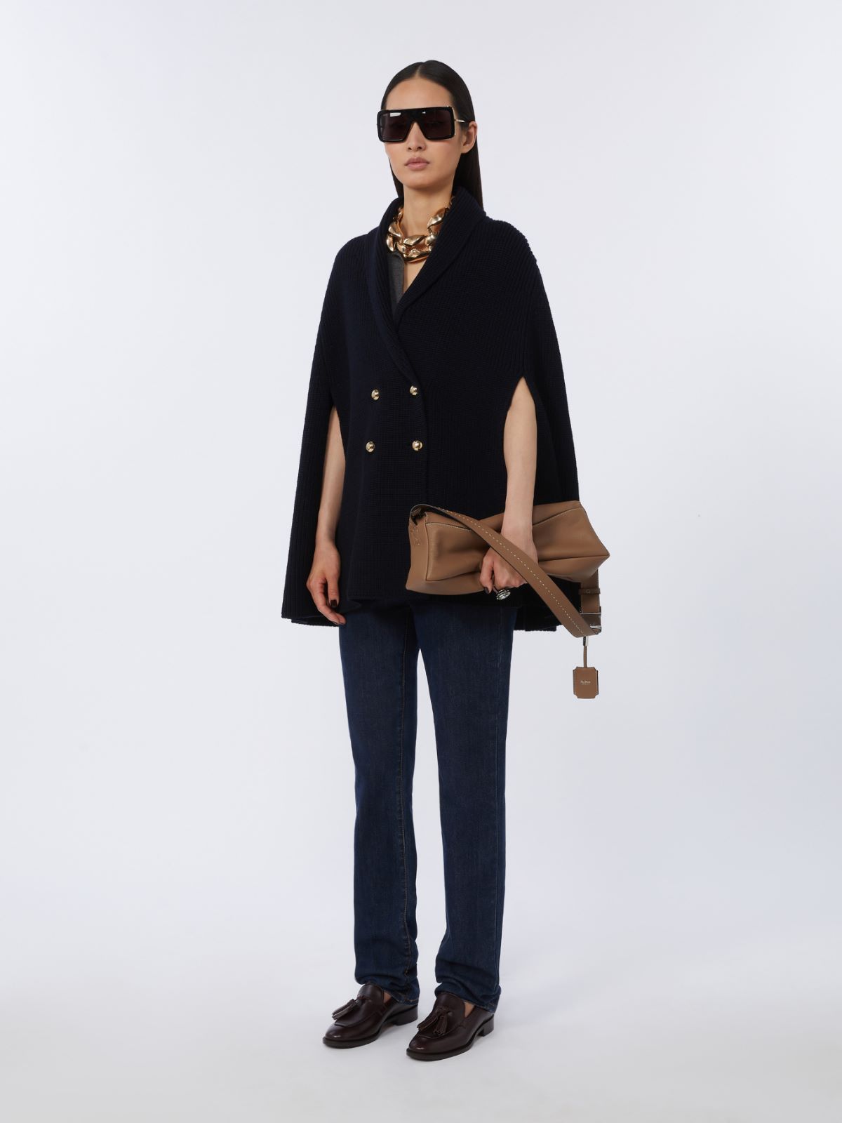 Small leather shoulder bag - 褐色 - Marina Rinaldi