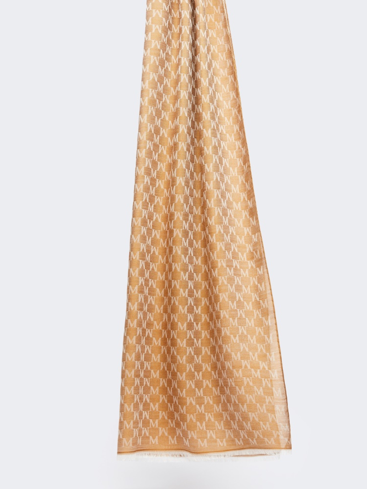Jacquard wool, cotton and silk stole - 褐色 - Marina Rinaldi - 2