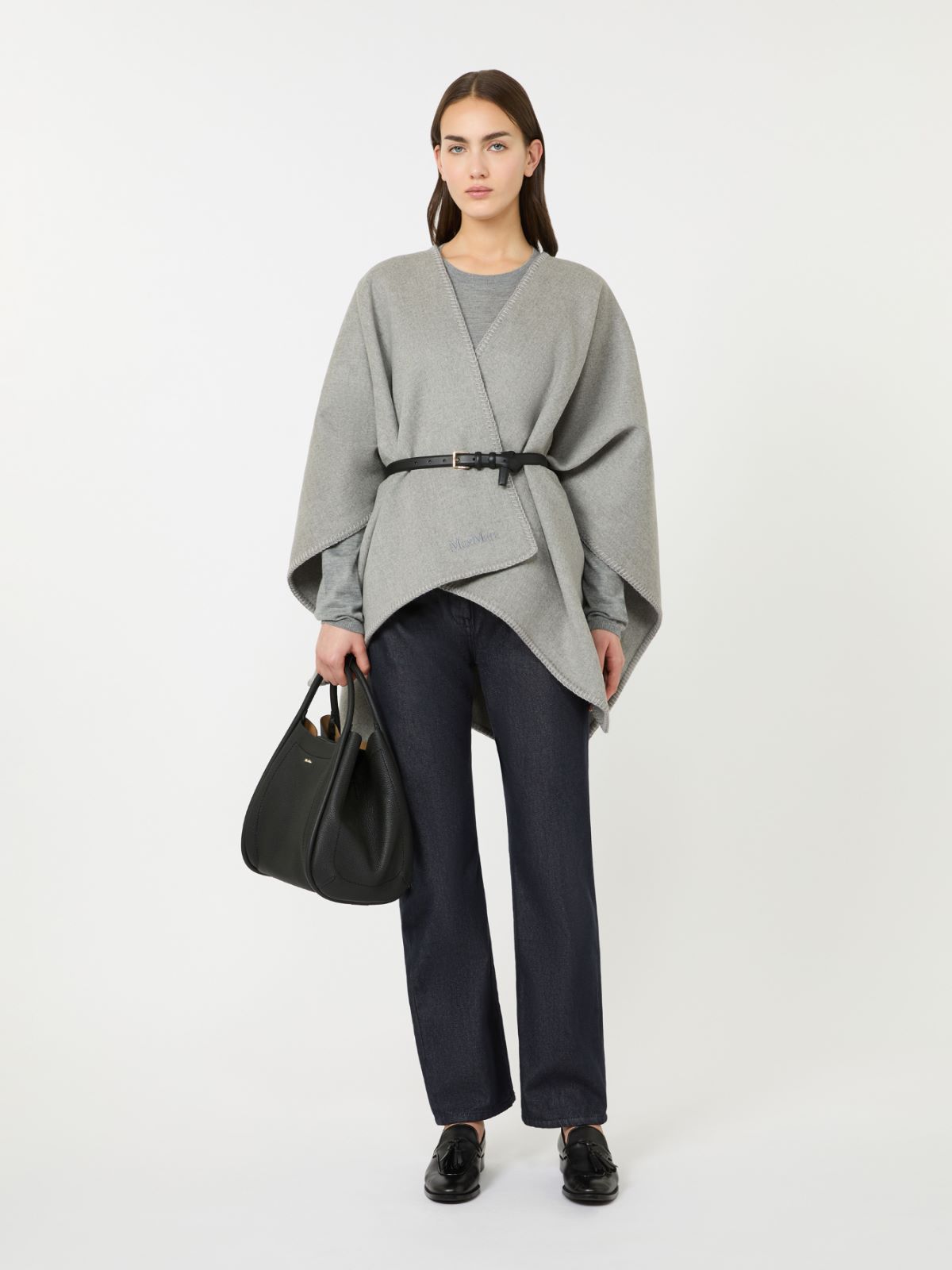 绵羊毛披肩 - 灰色 - Marina Rinaldi