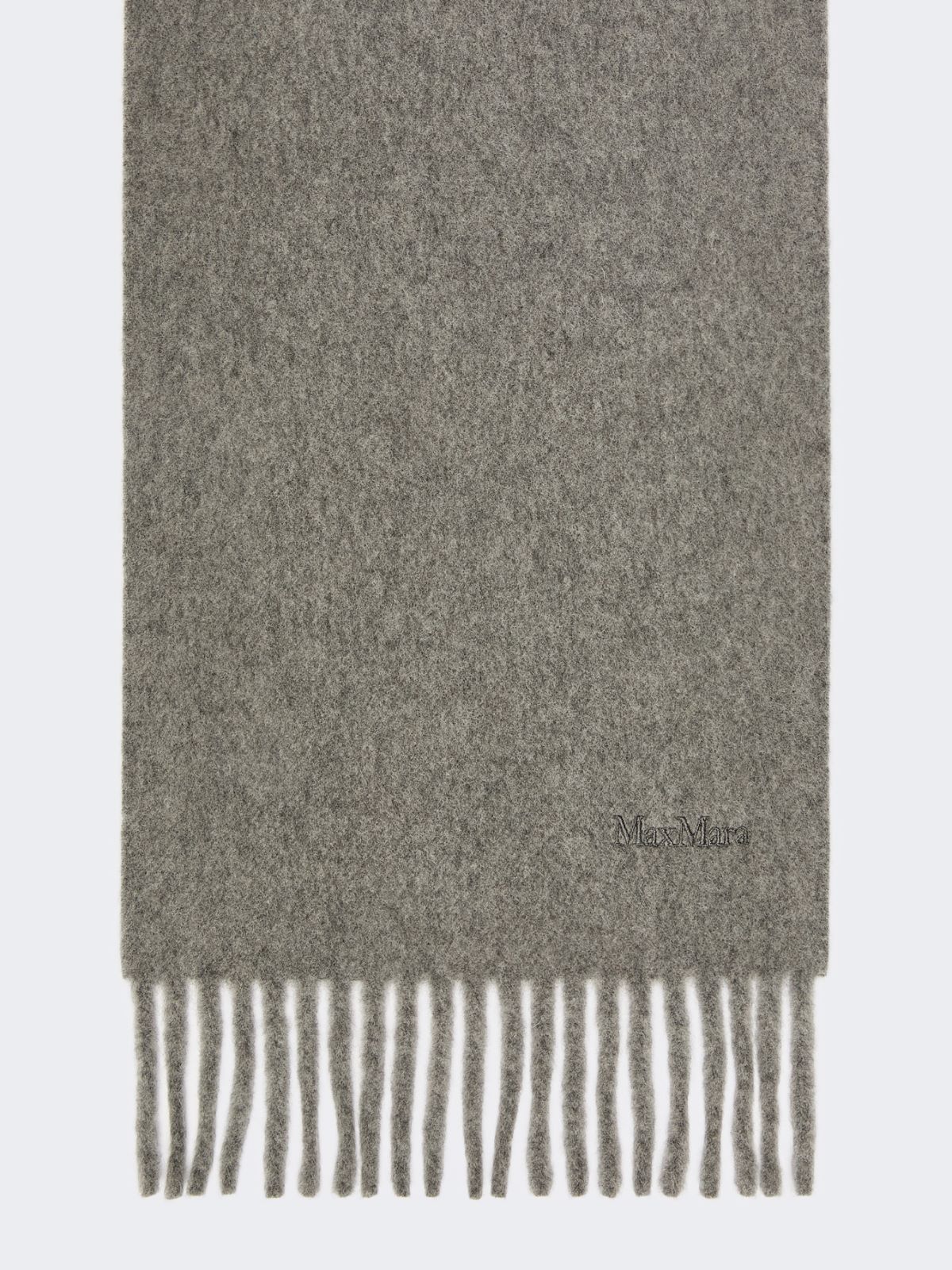 Wool scarf with embroidery - 灰色 - Marina Rinaldi