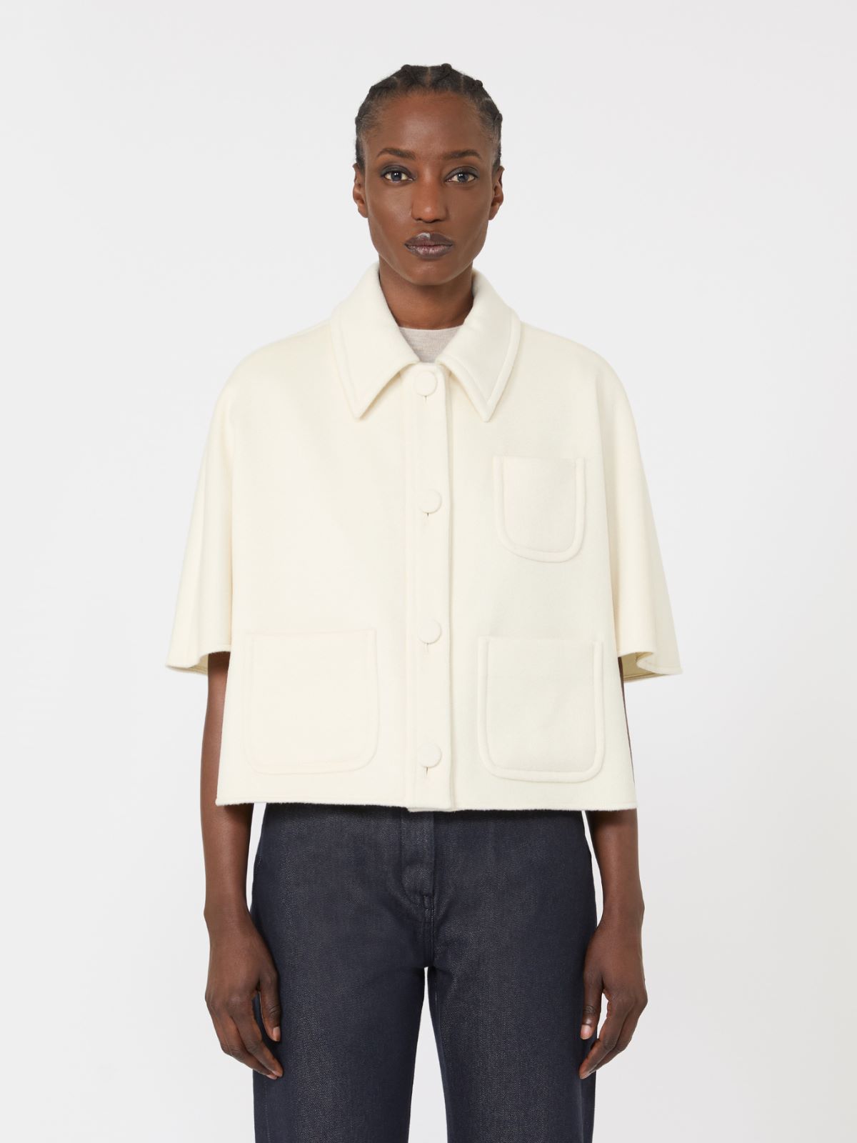 山羊绒箱型廓形斗篷 - 白色 - Marina Rinaldi - 2