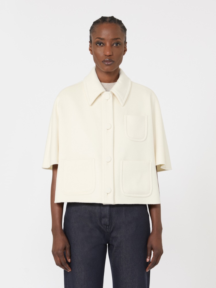 山羊绒箱型廓形斗篷 - 白色 - Marina Rinaldi - 2