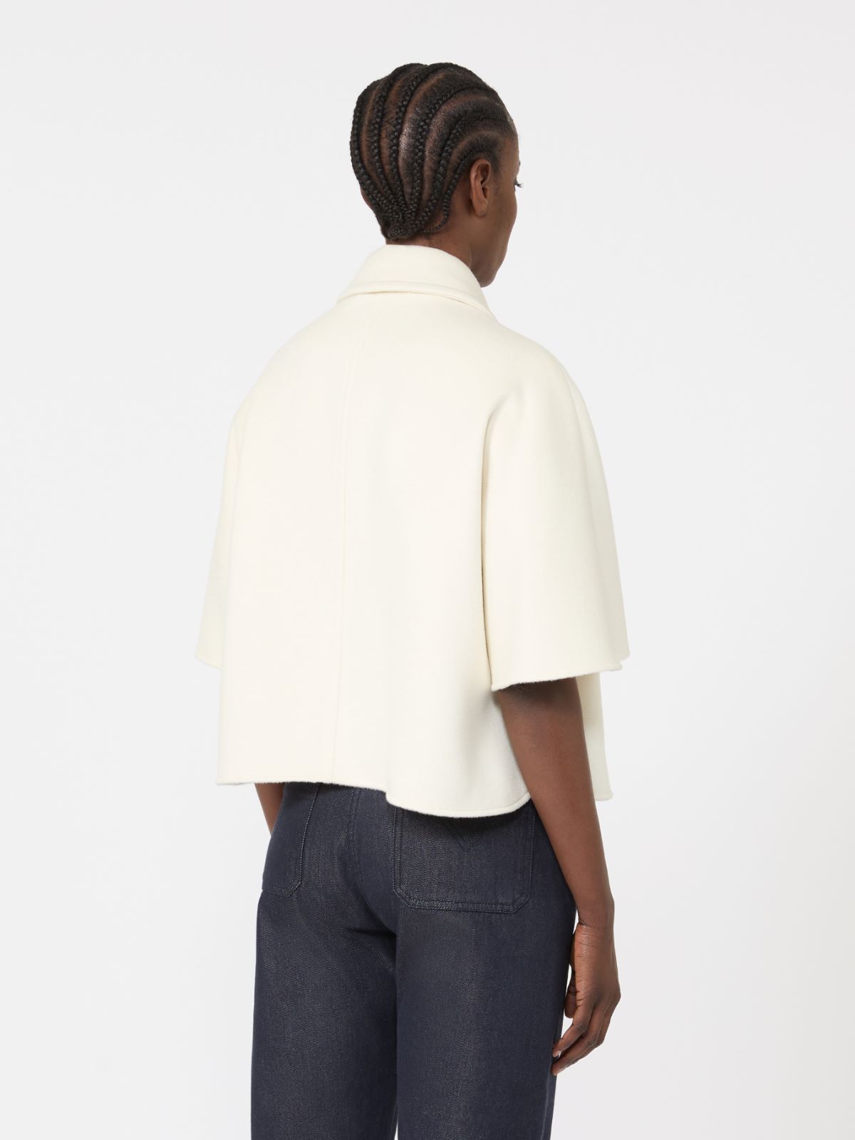 山羊绒箱型廓形斗篷 - 白色 - Marina Rinaldi - 3