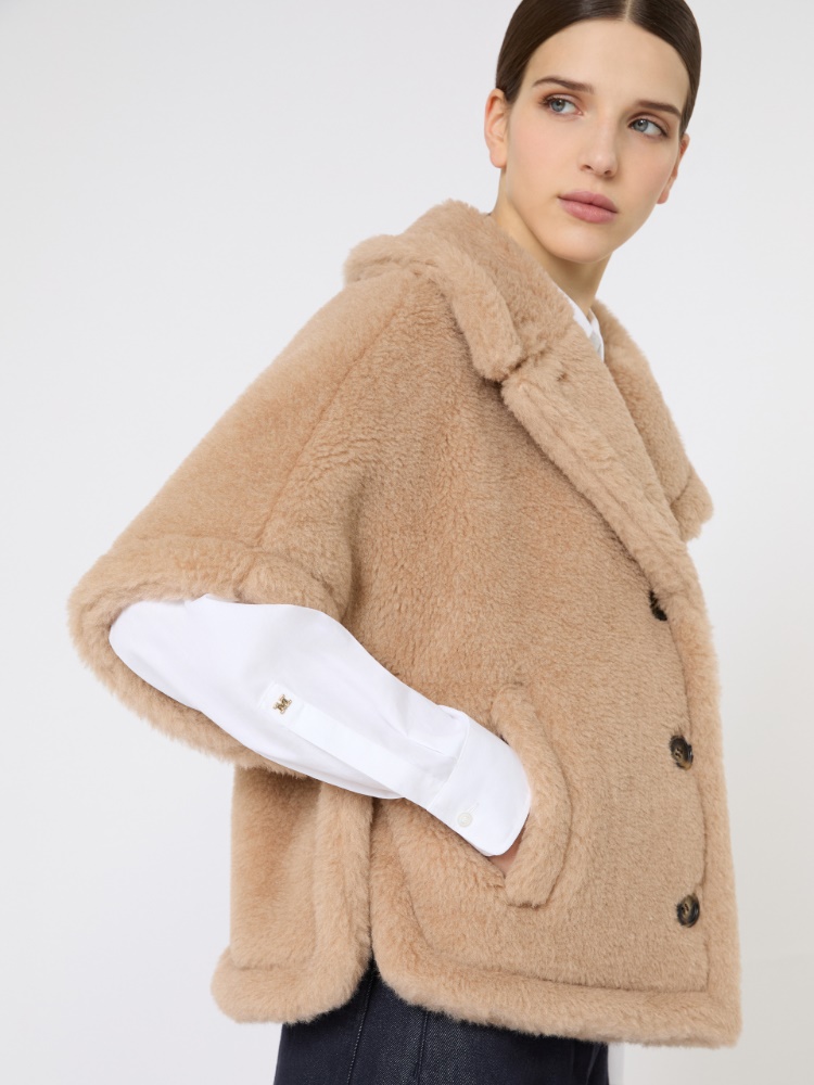 羊驼毛混纺廓形斗篷外套 - 米色 - Marina Rinaldi - 4