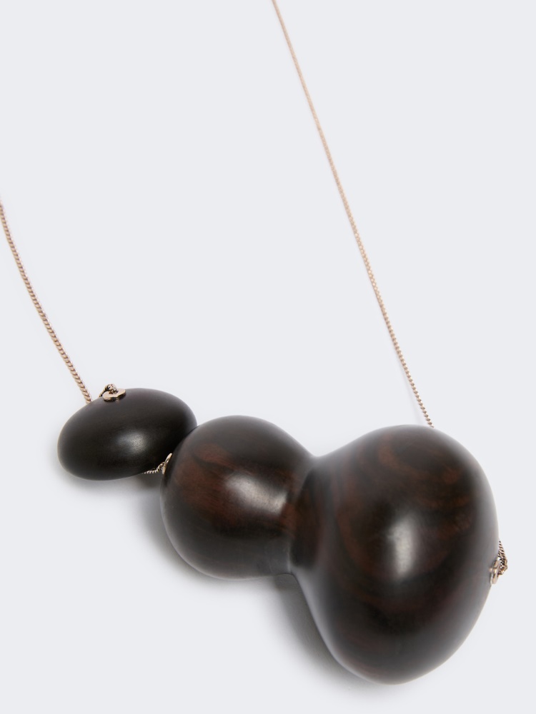 Long necklace with ebony pendant - 褐色 - Marina Rinaldi - 2
