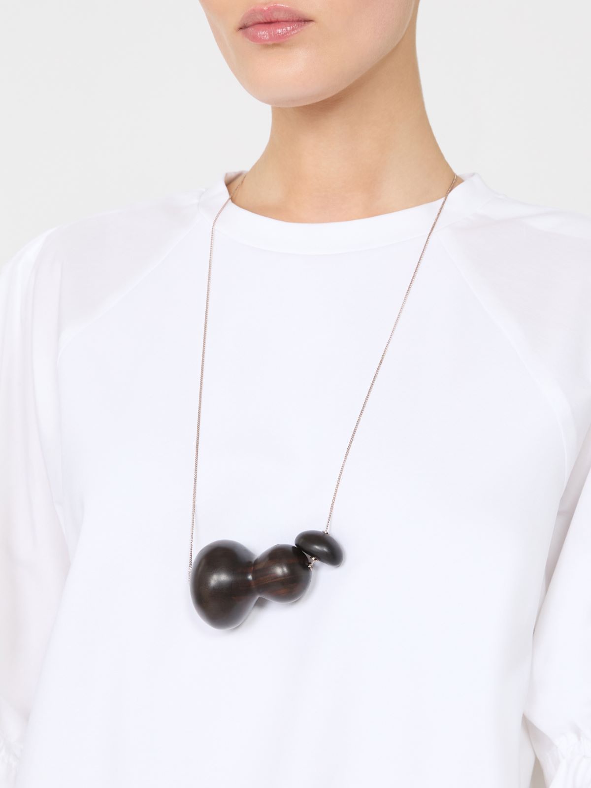 Long necklace with ebony pendant - 褐色 - Marina Rinaldi