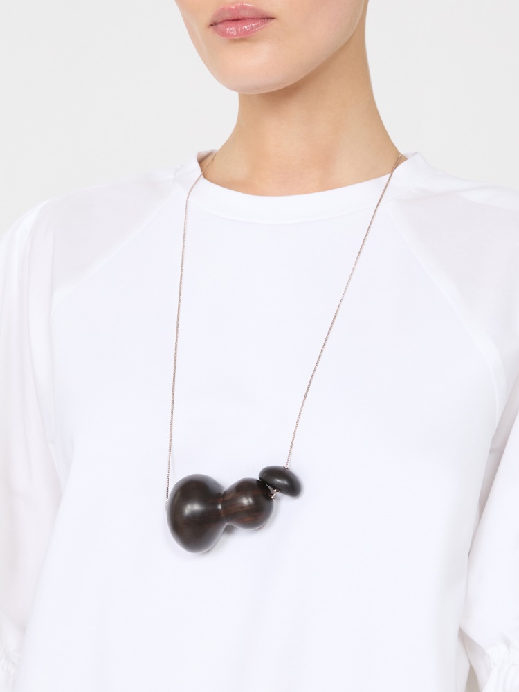 Long necklace with ebony pendant - 褐色 - Marina Rinaldi - 2