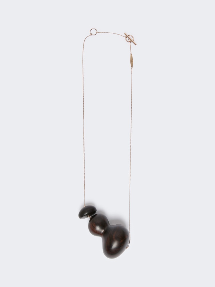 Long necklace with ebony pendant - 褐色 - Marina Rinaldi