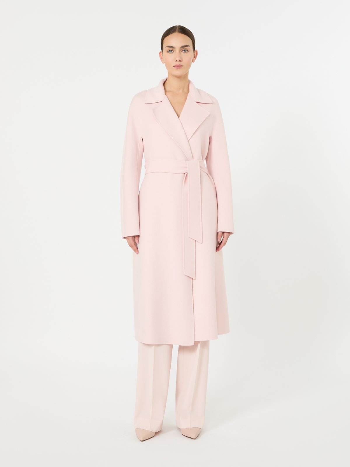 绵羊毛混纺裹身大衣外套 - 粉红色 - Marina Rinaldi - 2