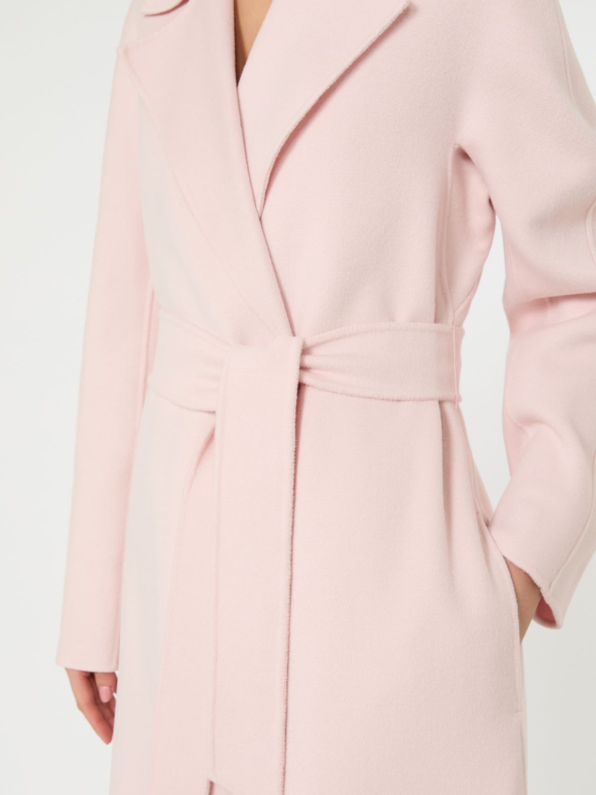 绵羊毛混纺裹身大衣外套 - 粉红色 - Marina Rinaldi - 4