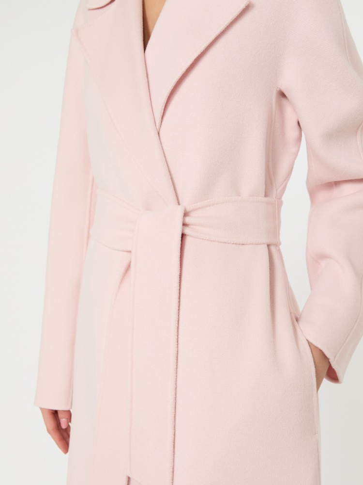 绵羊毛混纺裹身大衣外套 - 粉红色 - Marina Rinaldi - 4