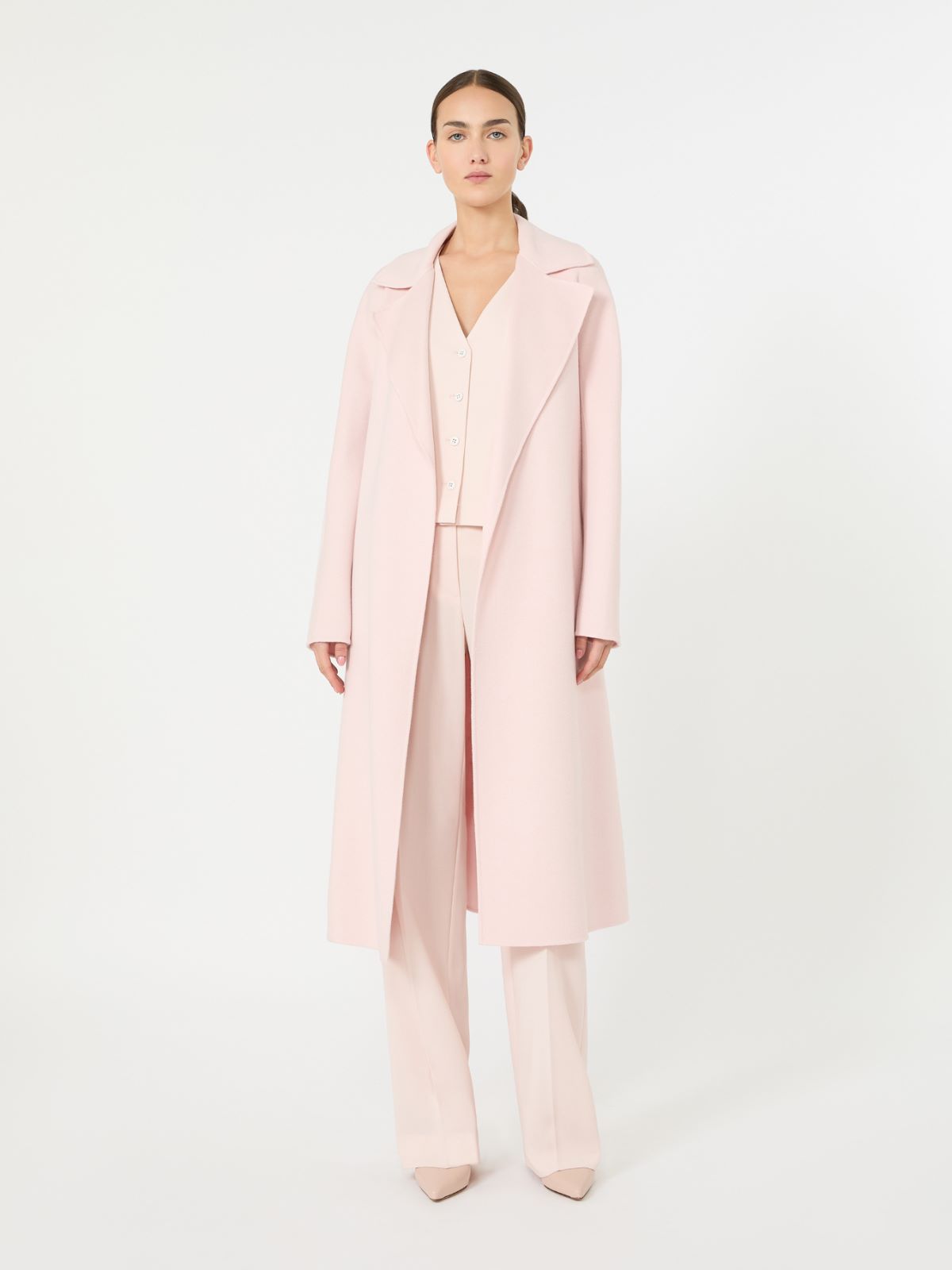 绵羊毛混纺裹身大衣外套 - 粉红色 - Marina Rinaldi