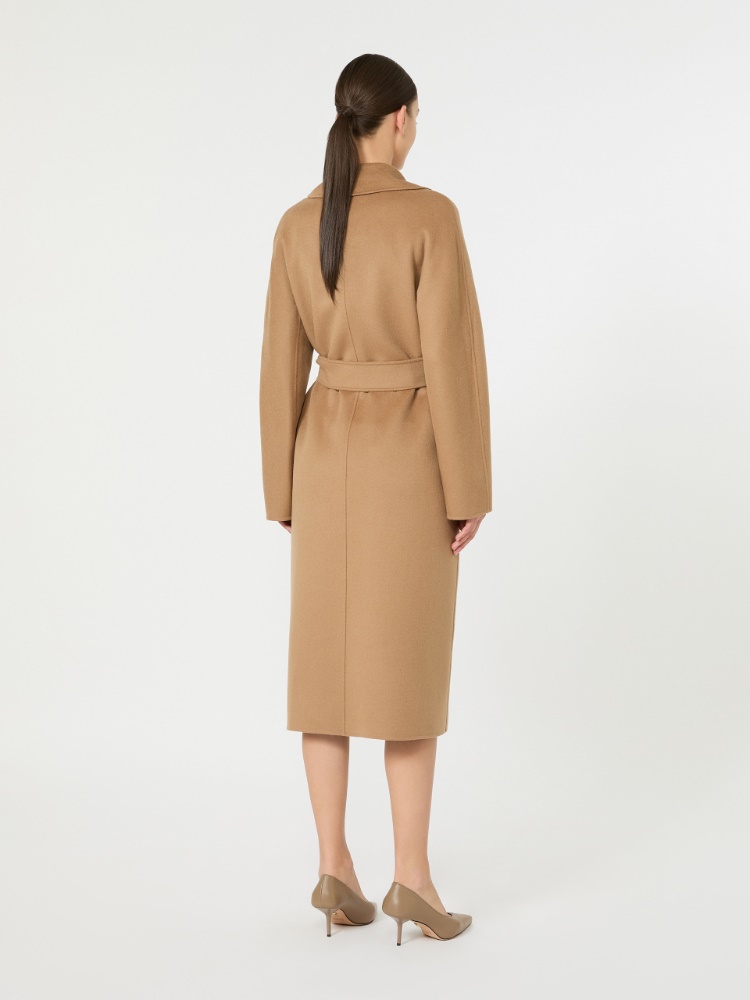 绵羊毛混纺裹身大衣外套 - 驼色 - Marina Rinaldi - 3