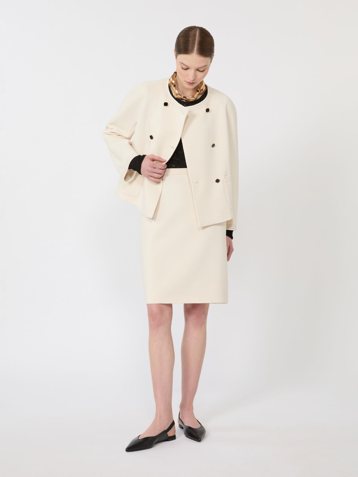 卡迪箱型夹克外套 - 米色 - Marina Rinaldi