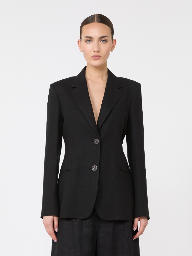 Linen twill blazer - 黑色 - Marina Rinaldi - 2