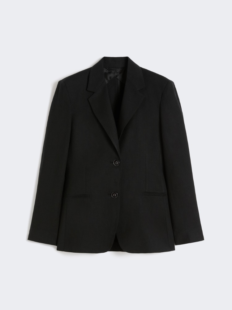 Linen twill blazer - 黑色 - Marina Rinaldi