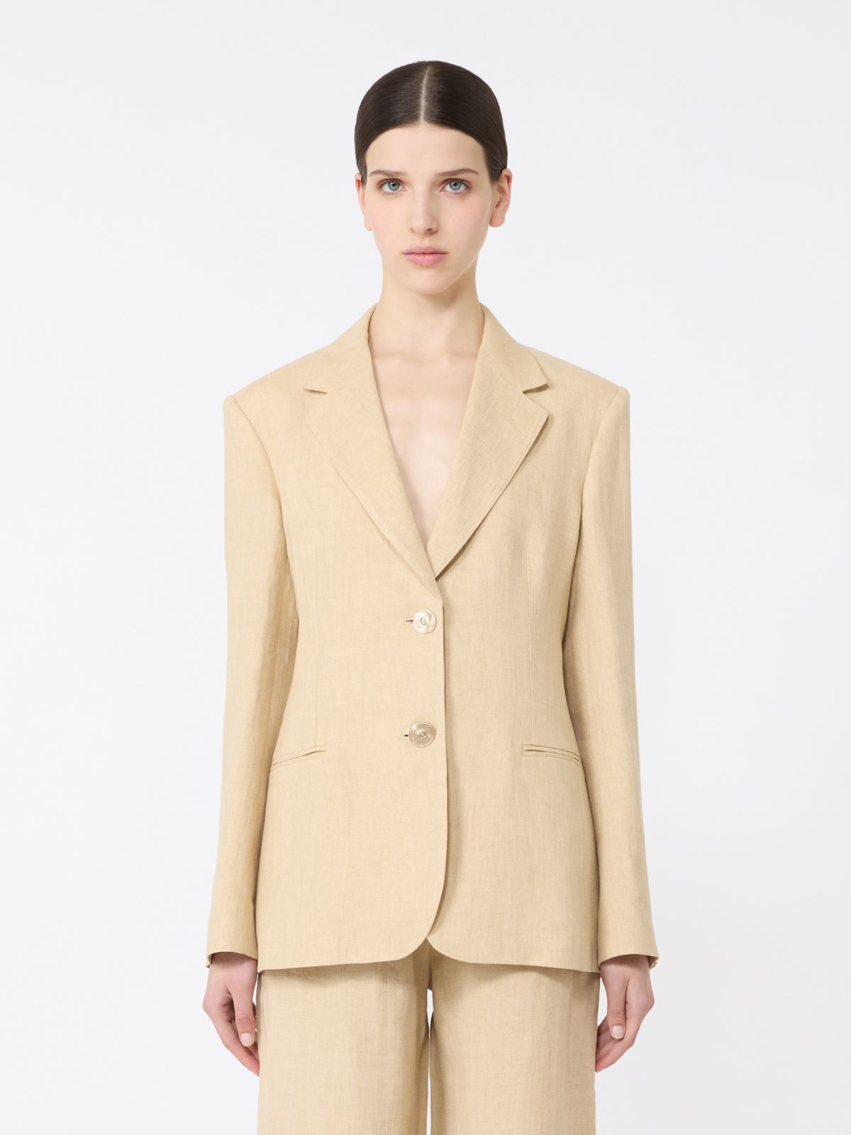 Linen twill blazer - 米色 - Marina Rinaldi - 2