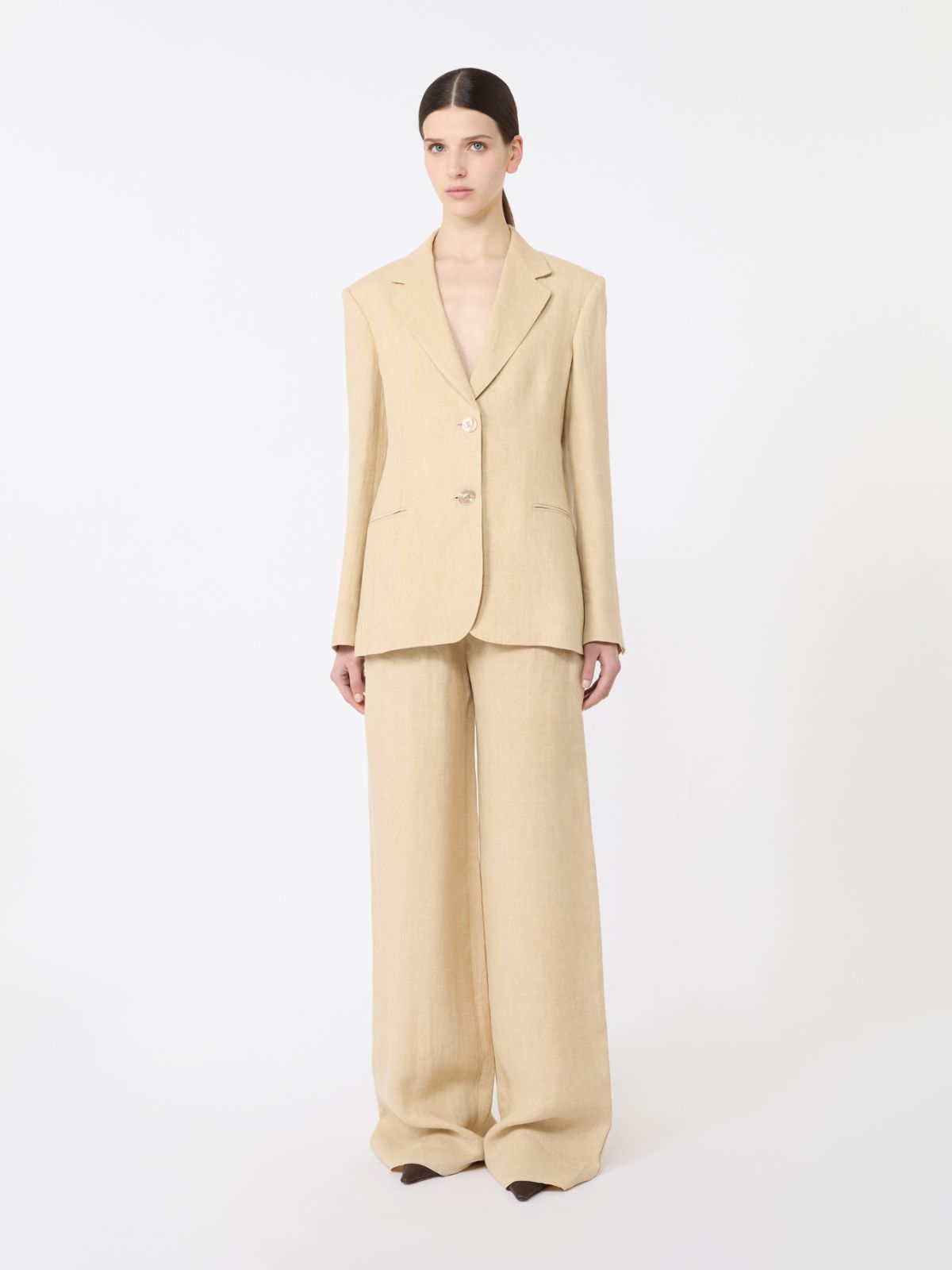 Linen twill blazer - 米色 - Marina Rinaldi