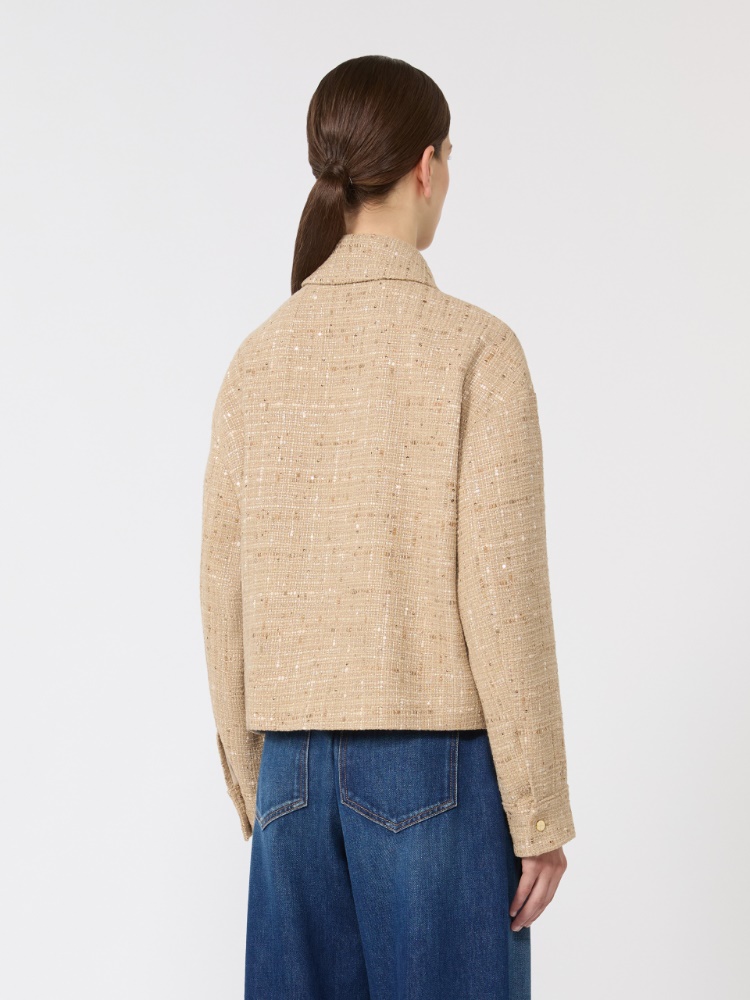 Sequinned cotton-blend boxy jacket - 米色 - Marina Rinaldi - 3