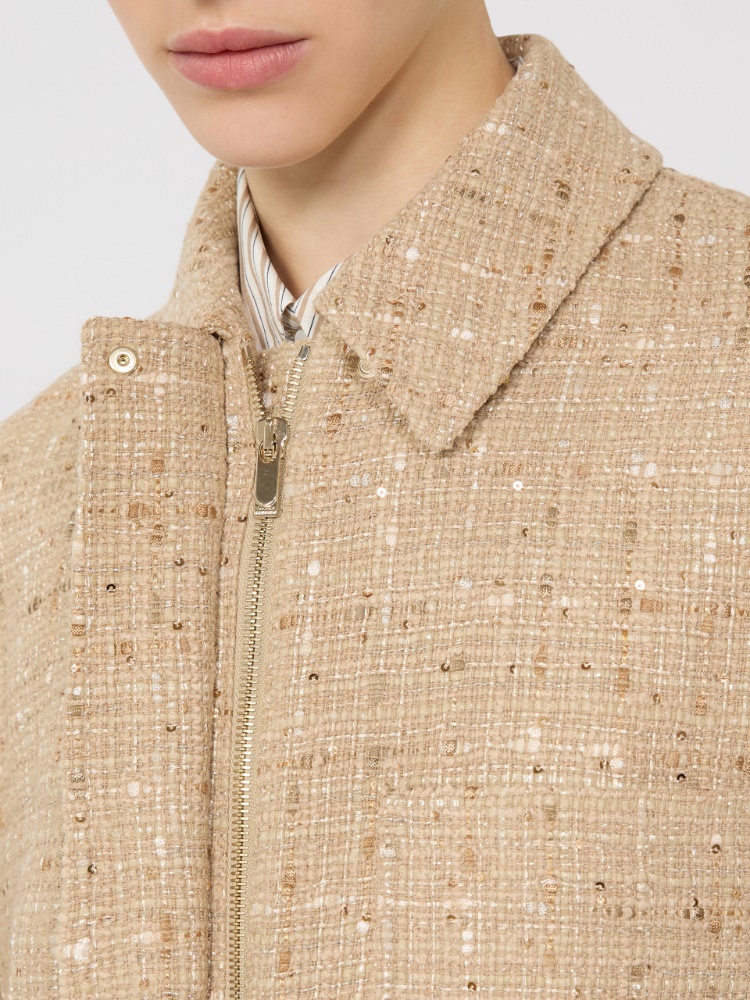 Sequinned cotton-blend boxy jacket - 米色 - Marina Rinaldi - 4