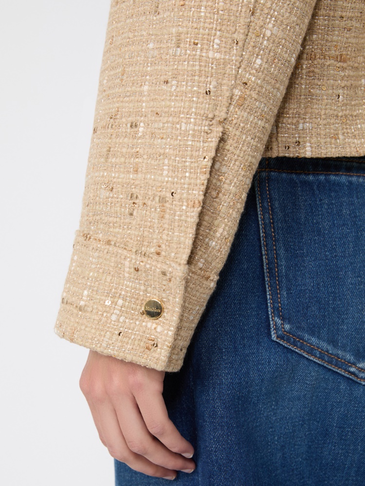 Sequinned cotton-blend boxy jacket - 米色 - Marina Rinaldi - 5