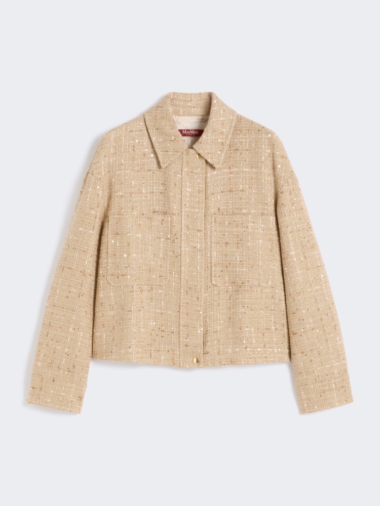 Sequinned cotton-blend boxy jacket - 米色 - Marina Rinaldi