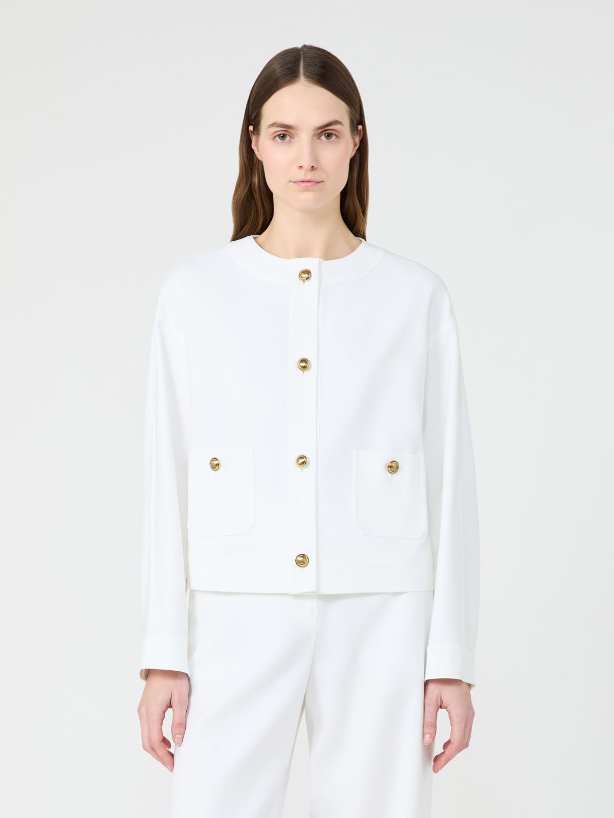 Cotton crêpe jacket - 白色 - Marina Rinaldi - 2