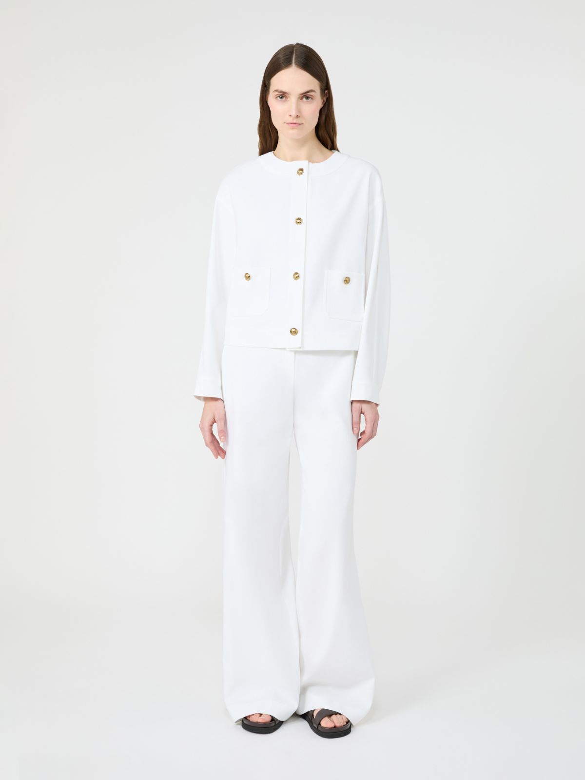 Cotton crêpe jacket - 白色 - Marina Rinaldi