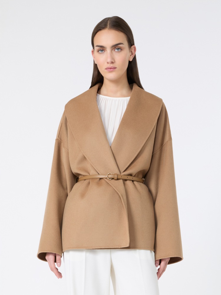 绵羊毛混纺短款大衣外套 - 驼色 - Marina Rinaldi - 2