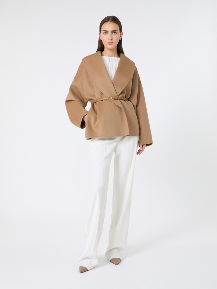 绵羊毛混纺短款大衣外套 - 驼色 - Marina Rinaldi - 2