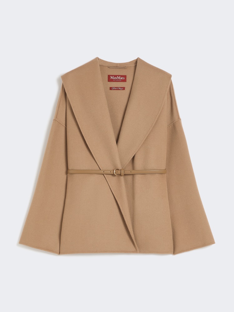 绵羊毛混纺短款大衣外套 - 驼色 - Marina Rinaldi