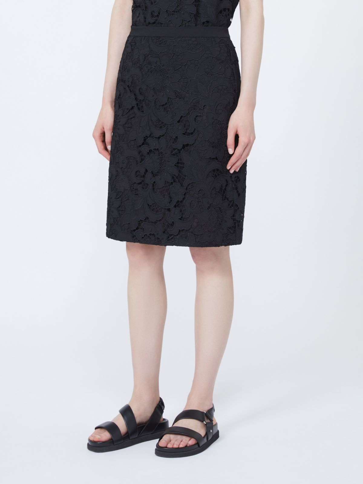 Broderie anglaise skirt - 黑色 - Marina Rinaldi - 2