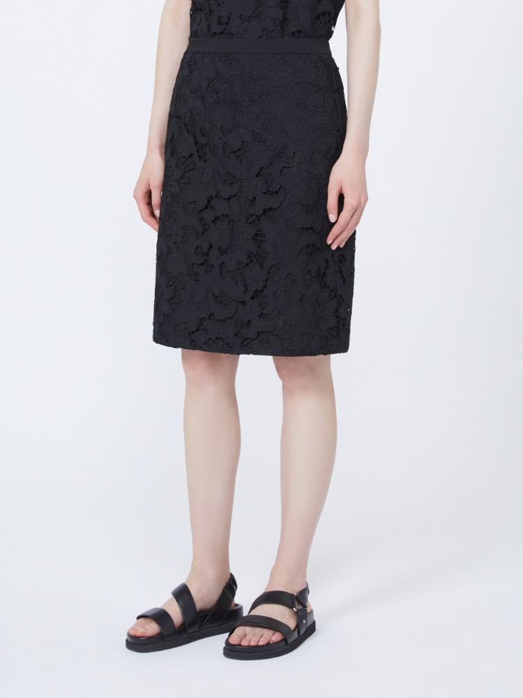 Broderie anglaise skirt - 黑色 - Marina Rinaldi - 2