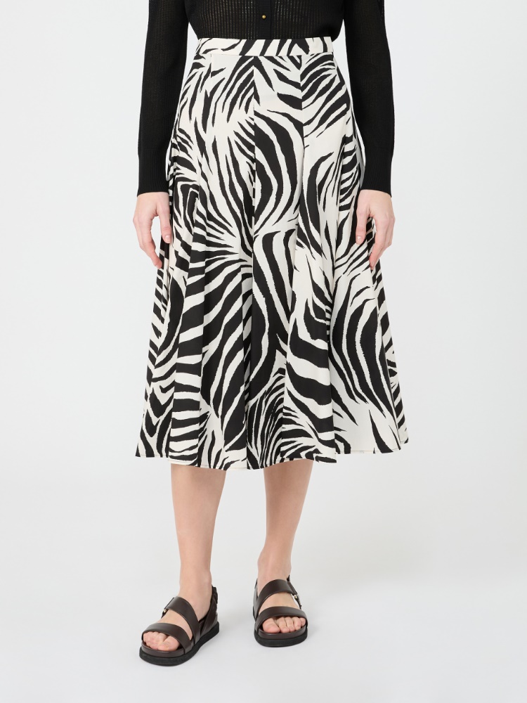 Printed poplin skirt - 黑色 - Marina Rinaldi - 2