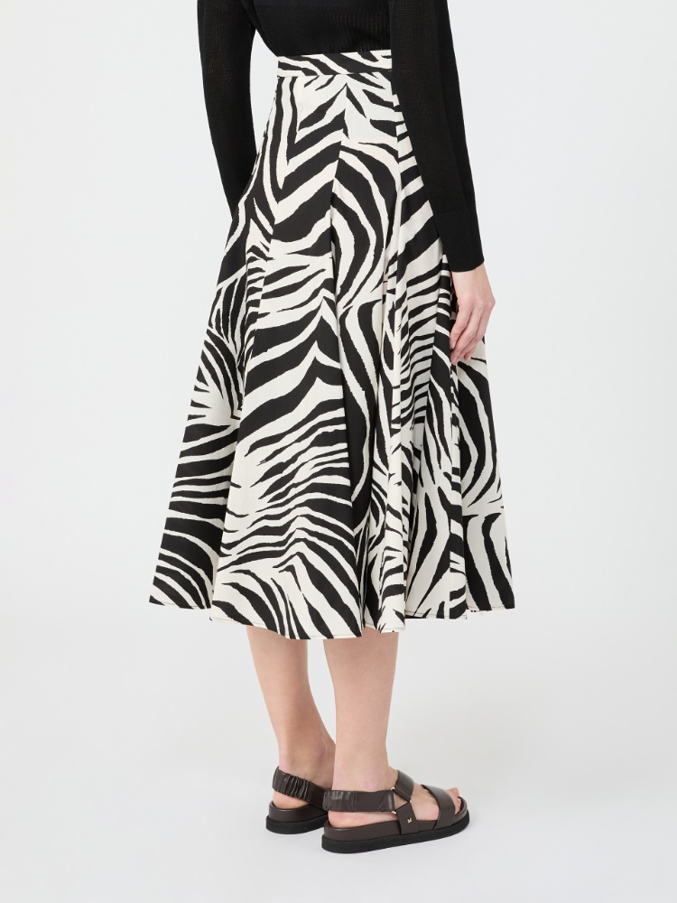Printed poplin skirt - 黑色 - Marina Rinaldi - 3