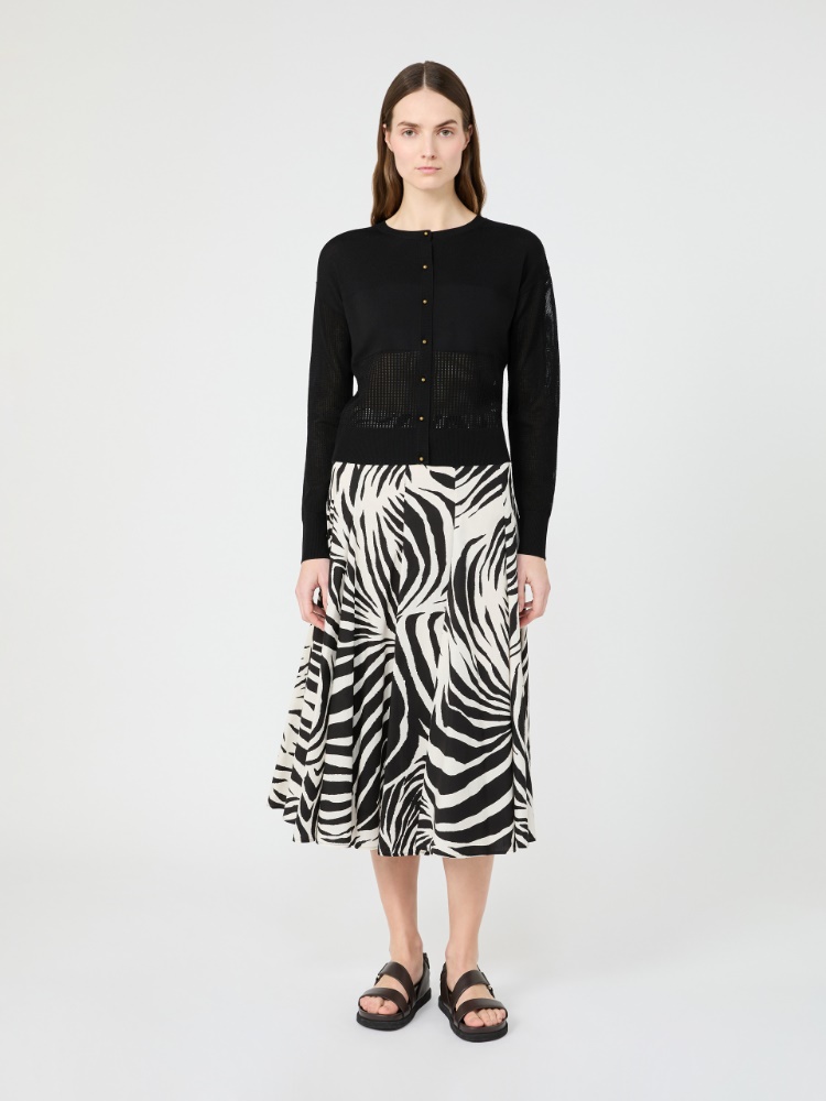 Printed poplin skirt - 黑色 - Marina Rinaldi - 2