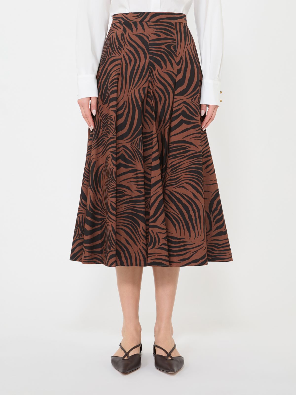 Printed poplin skirt - 褐色 - Marina Rinaldi - 2