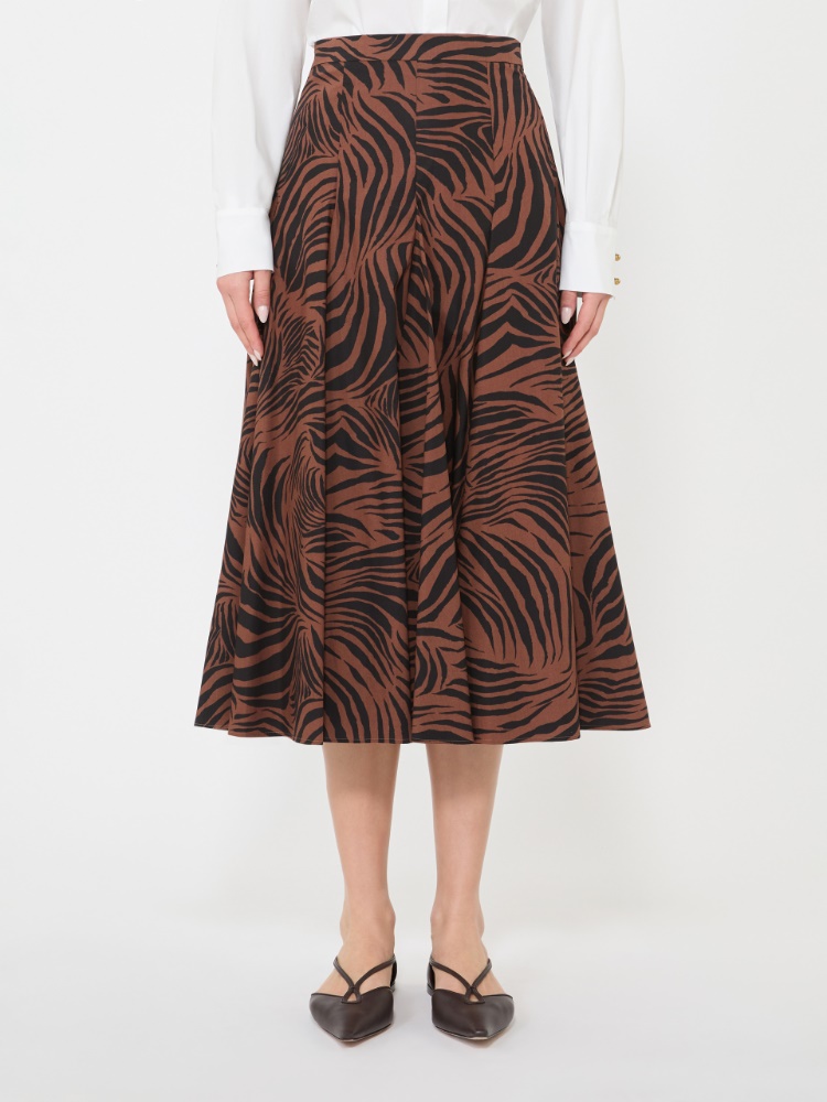 Printed poplin skirt - 褐色 - Marina Rinaldi - 2