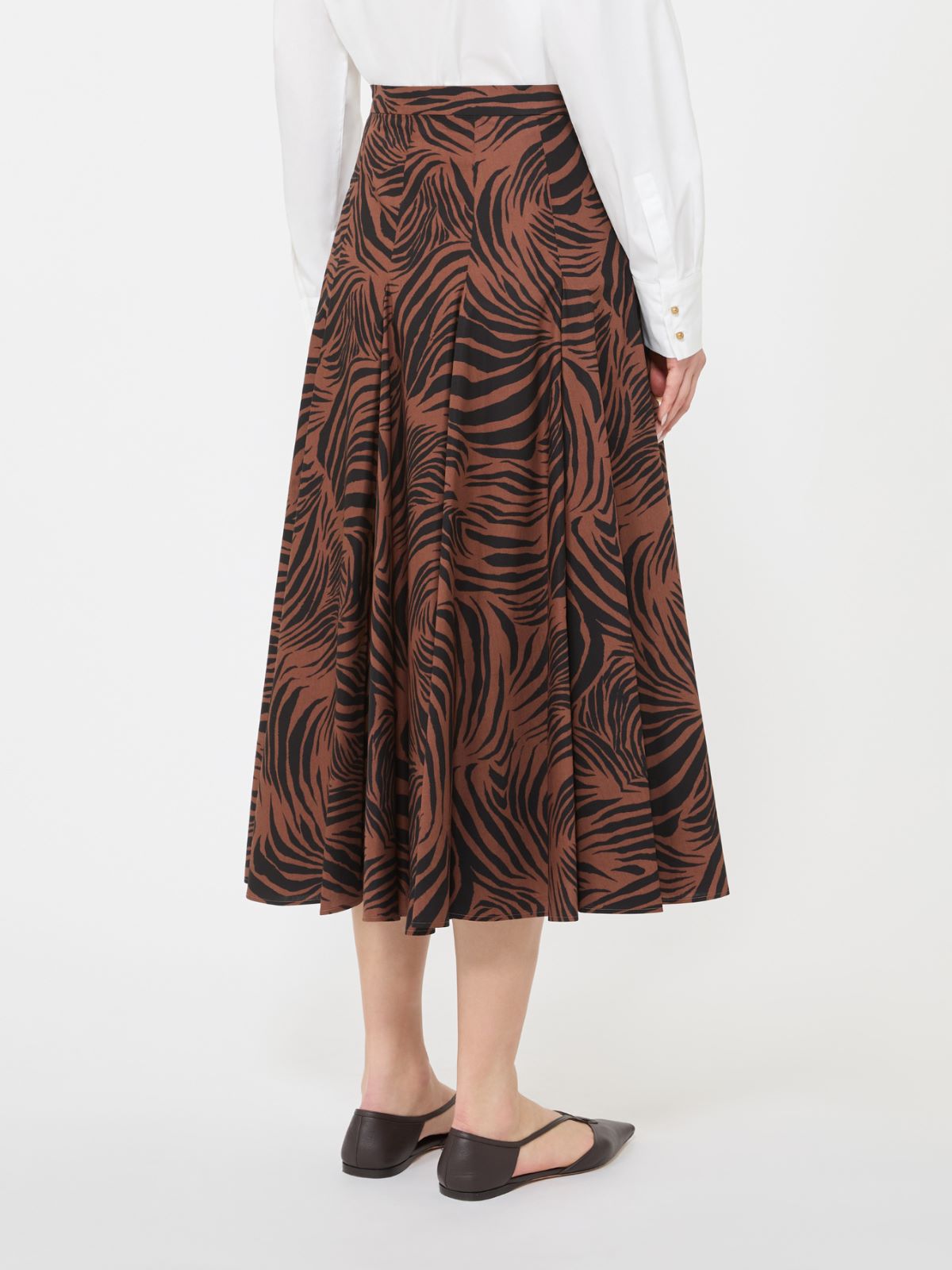 Printed poplin skirt - 褐色 - Marina Rinaldi - 3