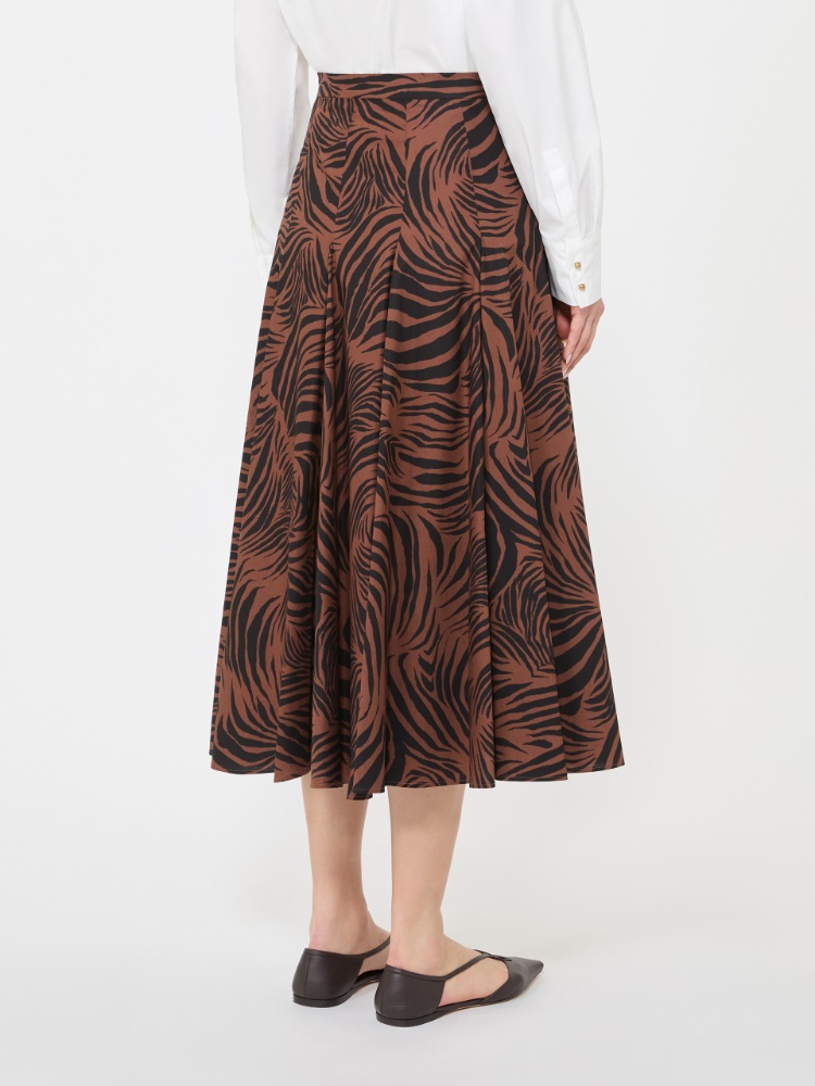 Printed poplin skirt - 褐色 - Marina Rinaldi - 3