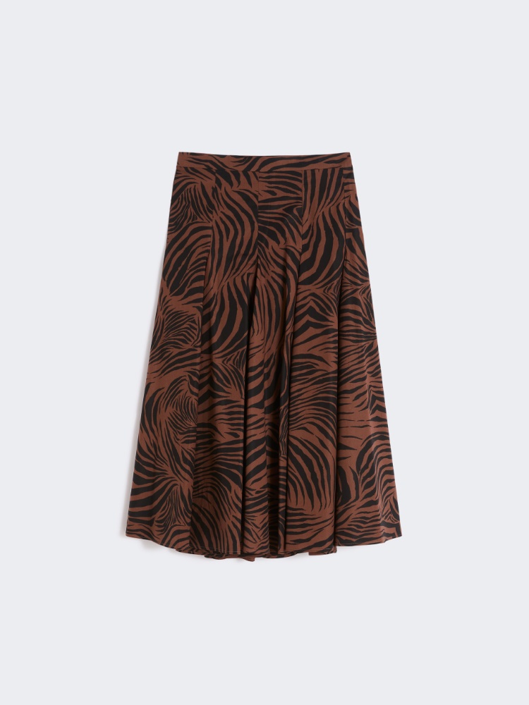 Printed poplin skirt - 褐色 - Marina Rinaldi