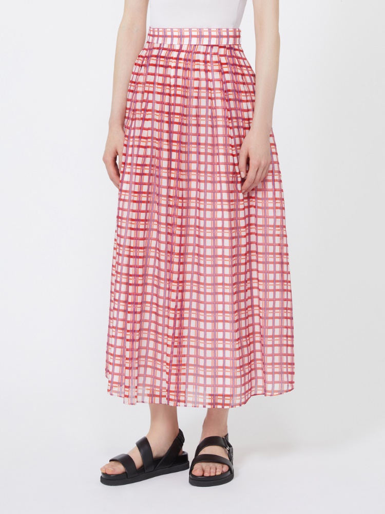 Pleated printed muslin skirt - 紅色 - Marina Rinaldi - 2