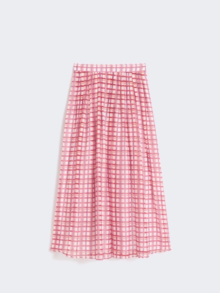 Pleated printed muslin skirt - 紅色 - Marina Rinaldi - 6