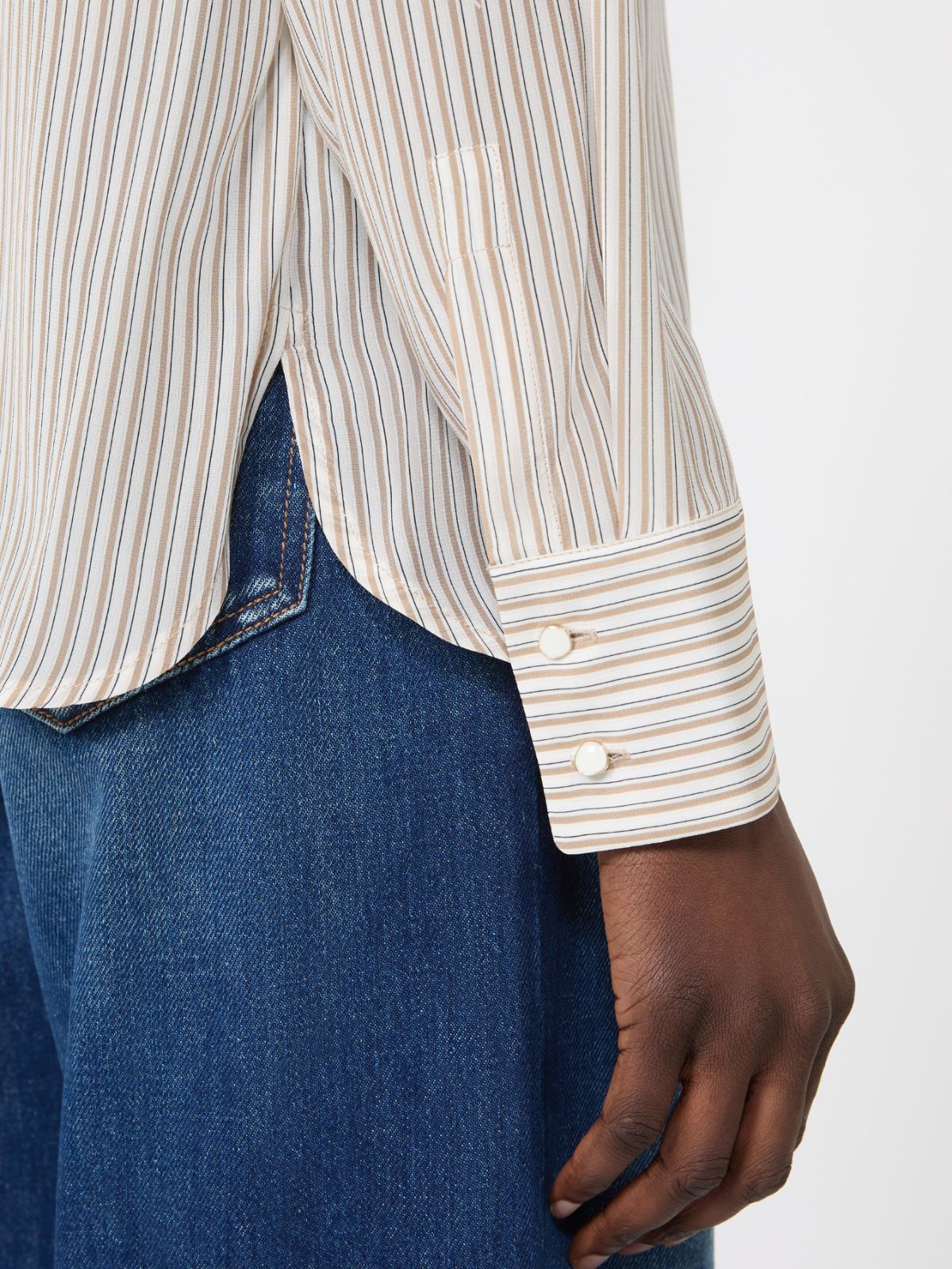 真丝直筒衬衫 - 驼色 - Marina Rinaldi - 4