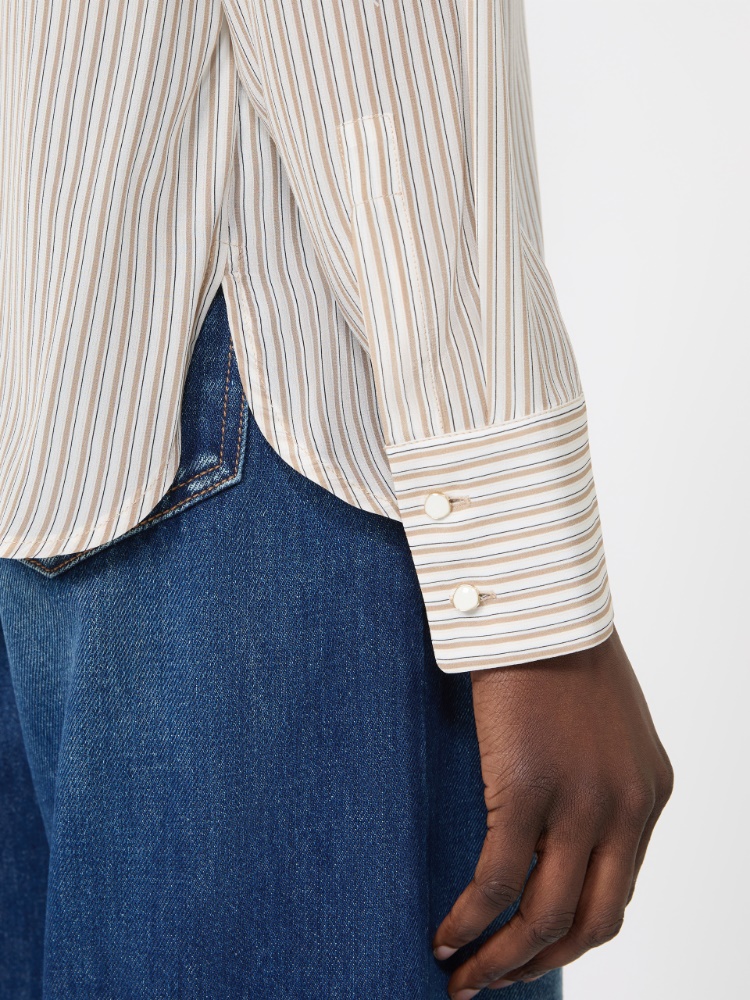 真丝直筒衬衫 - 驼色 - Marina Rinaldi - 4