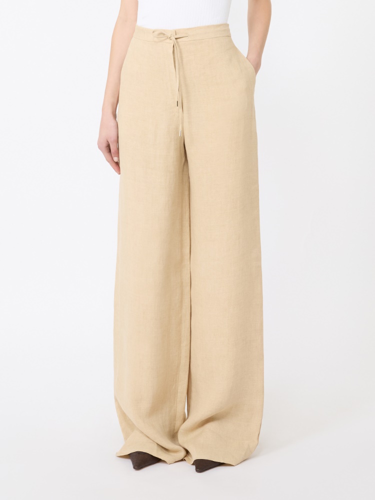 亚麻直筒休闲长裤 - 米色 - Marina Rinaldi - 2