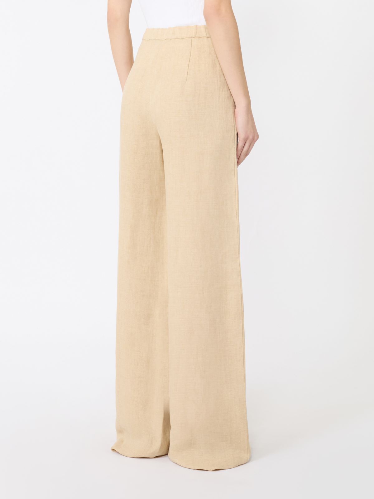 亚麻直筒休闲长裤 - 米色 - Marina Rinaldi - 3
